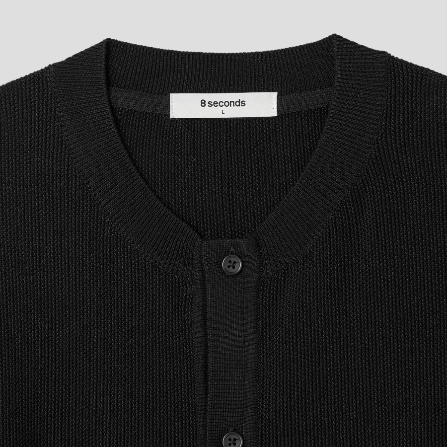 8 seconds Cool Touch Round Button Cardigan — Black