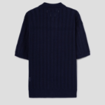 8 seconds Openwork Collared Short Sleeve Cardigan — Navy