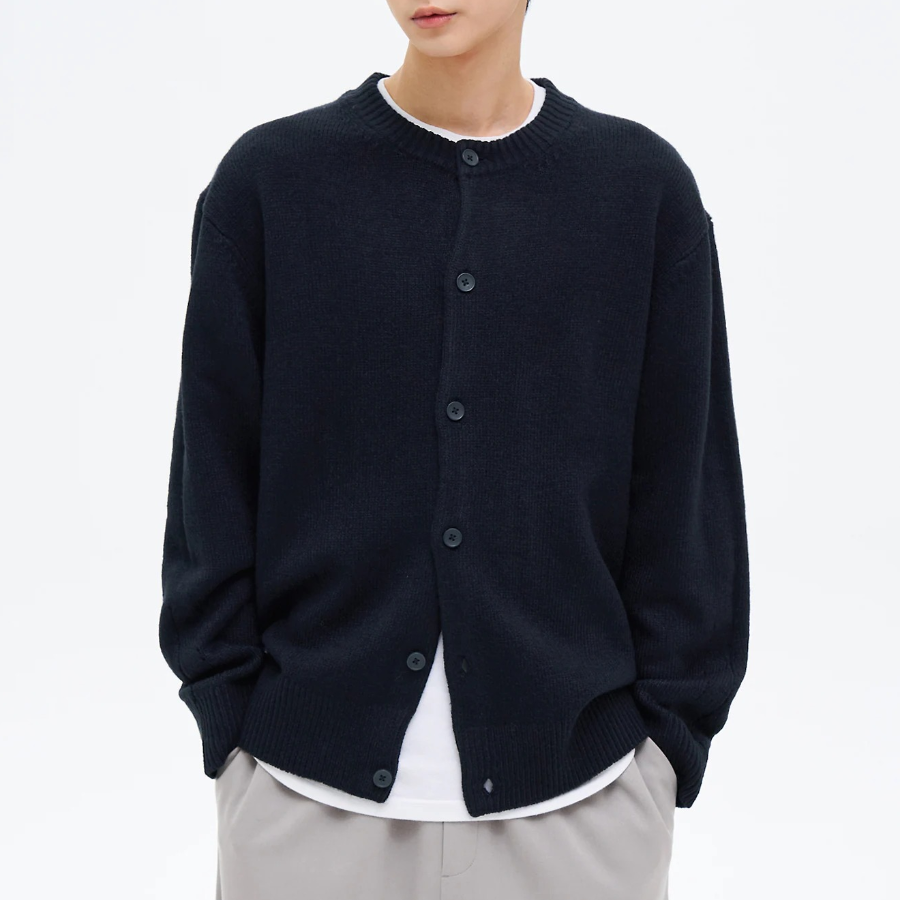 8 seconds Heavy Gauge Round Cardigan — Navy