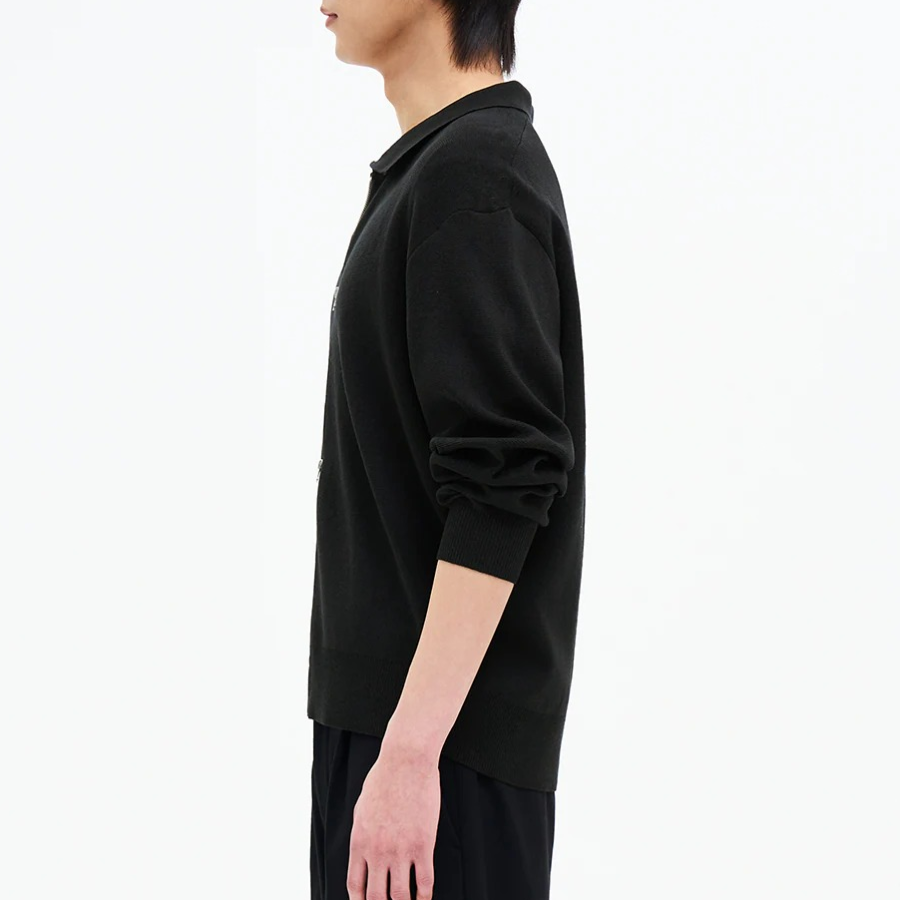 8 seconds Half Milano Collar Zip-Up Cardigan — Black