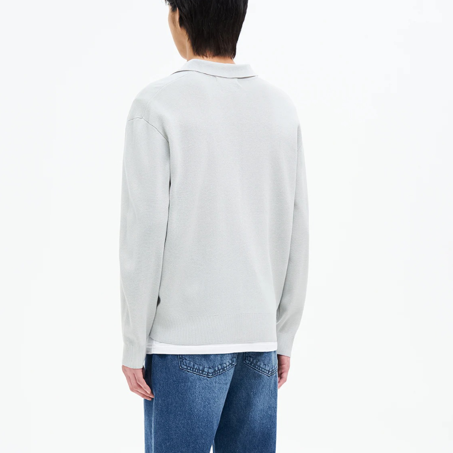 8 seconds Half Milano Collar Zip-Up Cardigan — Light Gray