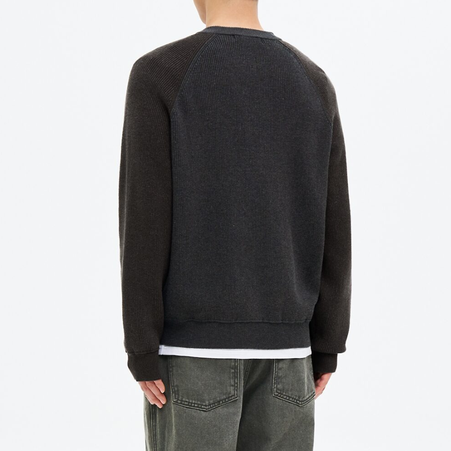 8 seconds Soldier Lettering Round Cardigan — Ash