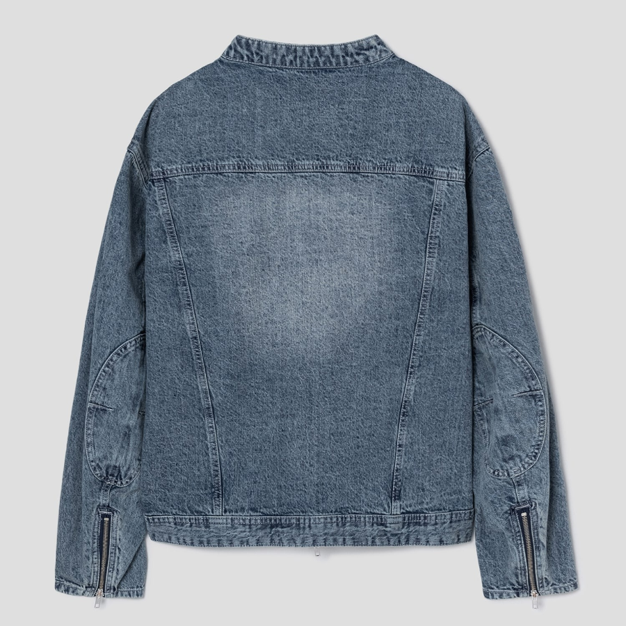 8 seconds Lightweight Denim Racer Jacket — Blue