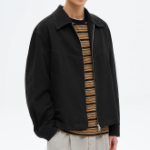 8 seconds Linen Blended Zip-Up Blouson — Black
