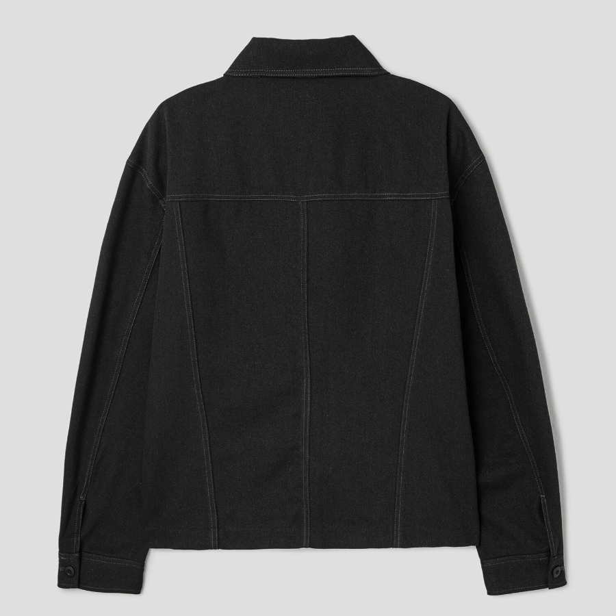8 seconds Linen Blended Zip-Up Blouson — Black