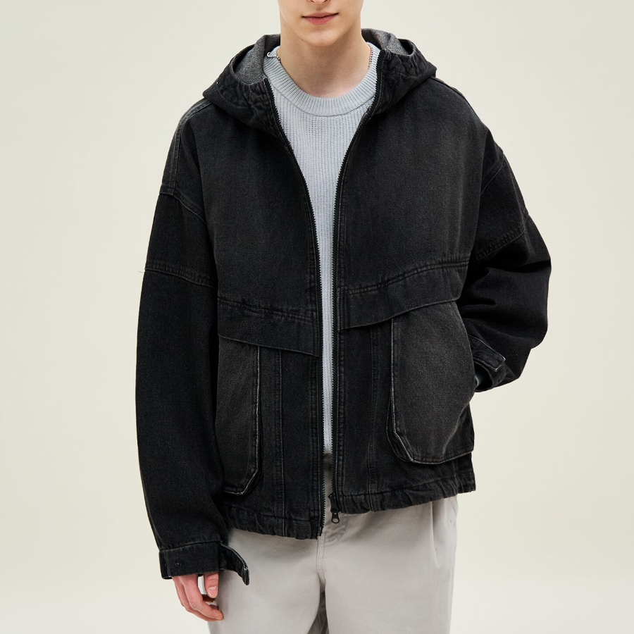 8 seconds Denim Hood Shell Parka — Ash