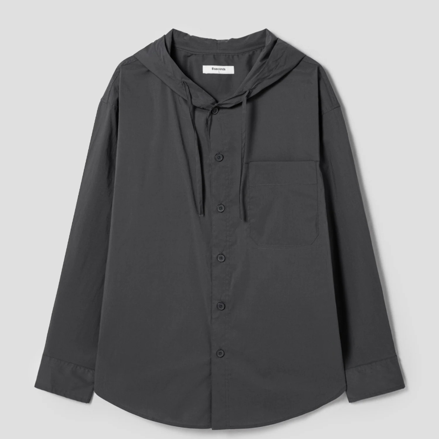 8 seconds Cotton Nylon Hooded Shacket — Ash