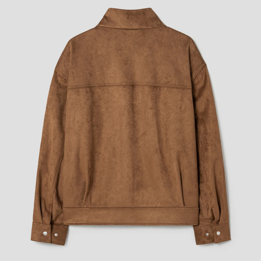 8 seconds Fake Suede Racer Jumper — Yellowish Brown