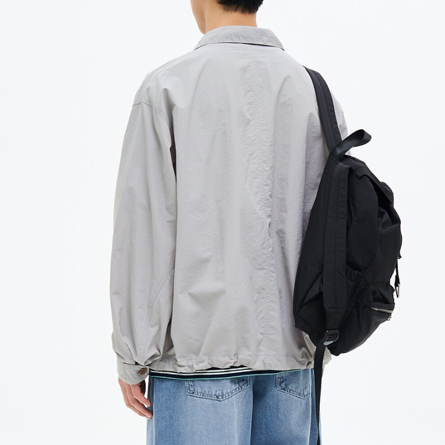 8 seconds Nylon Zip-Up Shacket — Light Grey