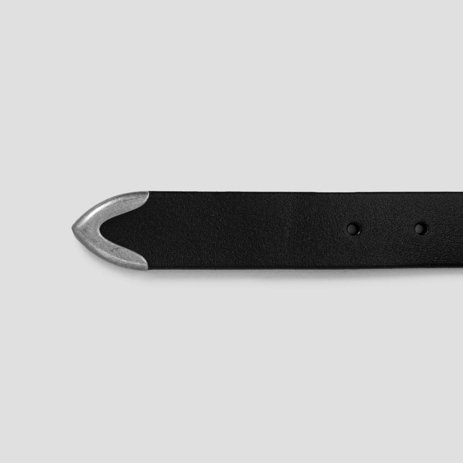 8 seconds [Real Leather] 30mm Western Belt — Black