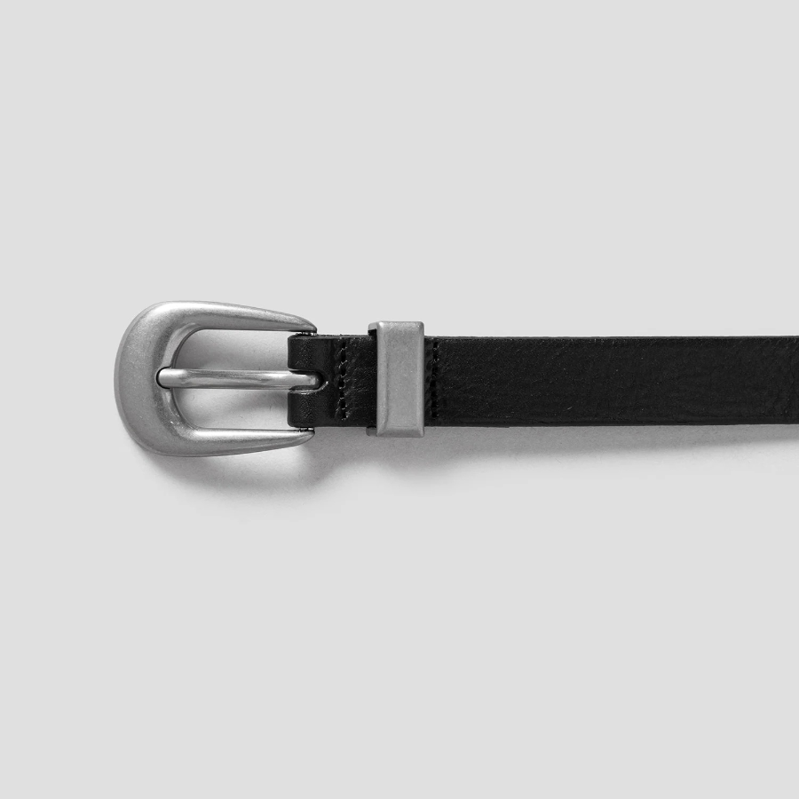 8 seconds [Real Leather] 20mm Slim Western Belt — Black
