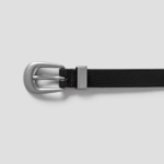 8 seconds [Real Leather] 20mm Slim Western Belt — Black