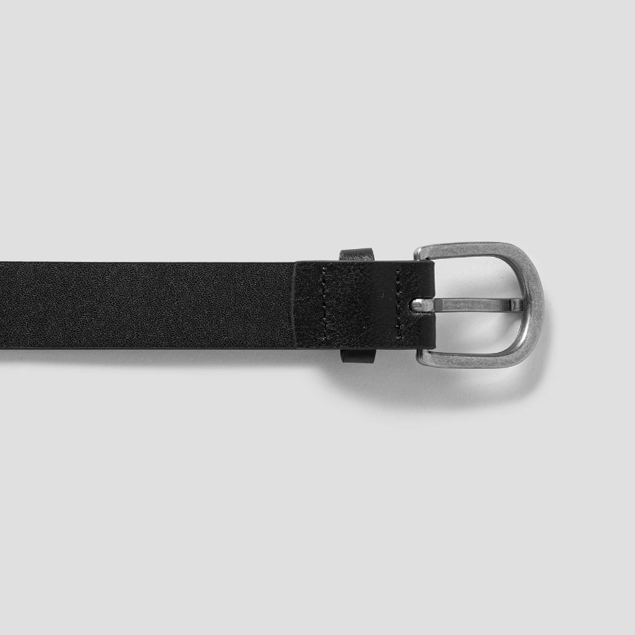 8 seconds 25mm Silver Glossy Round Buckle Belt — Black
