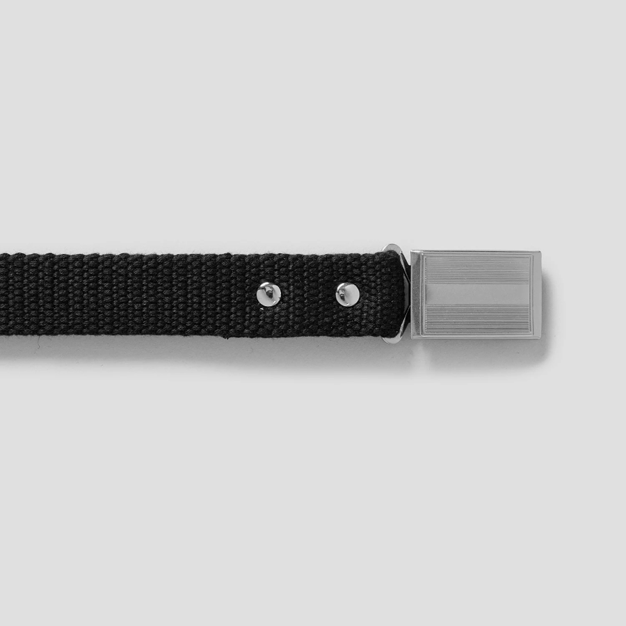 8 seconds 25mm Silver Buckle Webbing Belt — Black