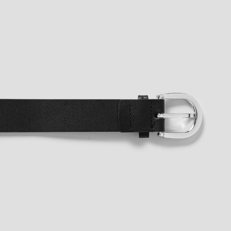 8 seconds 30mm Glossy Round Buckle Belt — Black