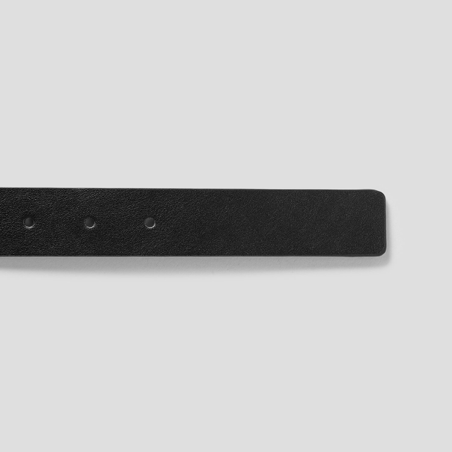 8 seconds 30mm Glossy Round Buckle Belt — Black