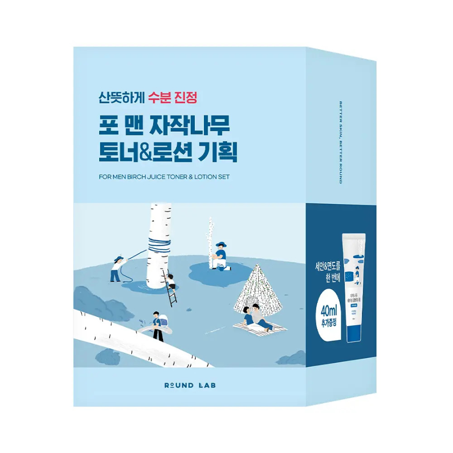 Набор Round Lab For Men Birch Juice пенка для умывания 40 мл, набор из 2 шт.