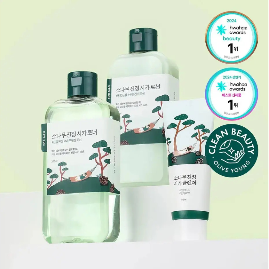Набор Round Lab For Men Pine Cica тонер + лосьон