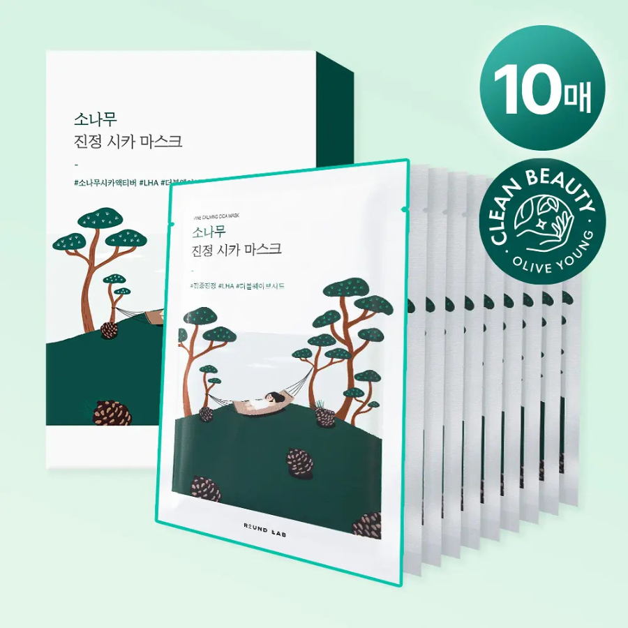 Round Lab Pine Cica маска для лица 10 шт.
