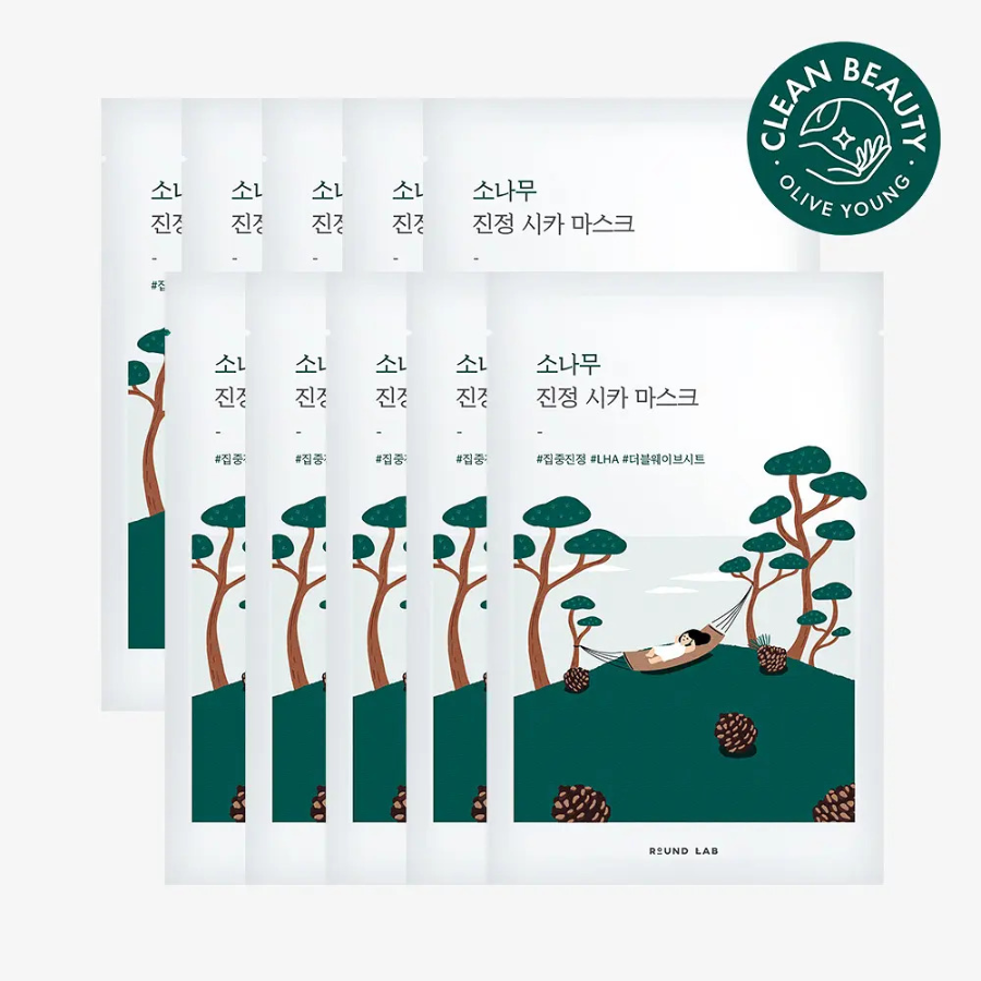 Round Lab Pine Cica маска для лица 10 шт.