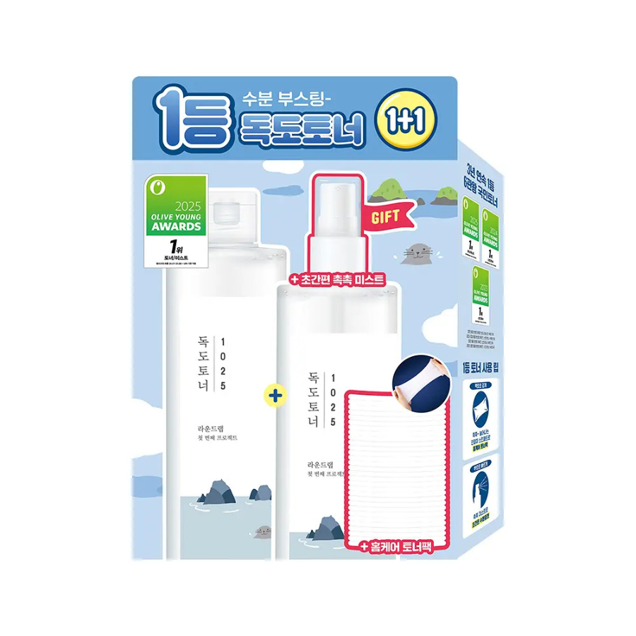 Набор Round Lab 1025 Dokdo тонер 300 мл + 30 шт., 1+1