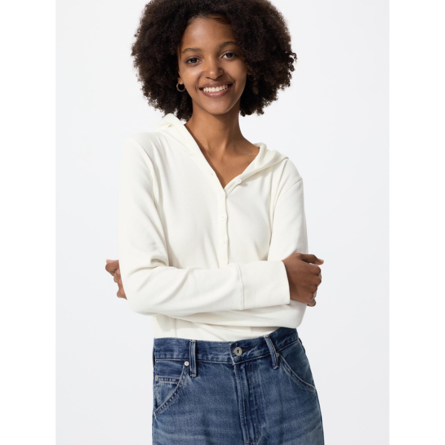 Uniqlo Hooded Rib T с длинным рукавом