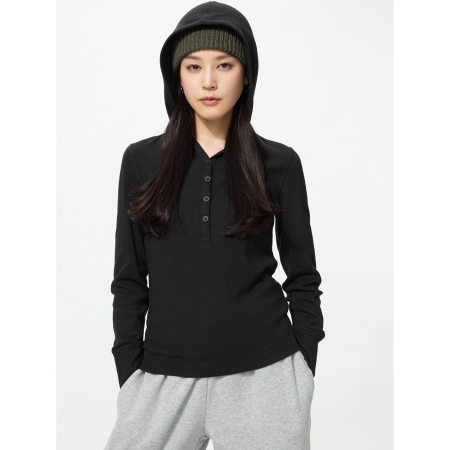 Uniqlo Hooded Rib T с длинным рукавом
