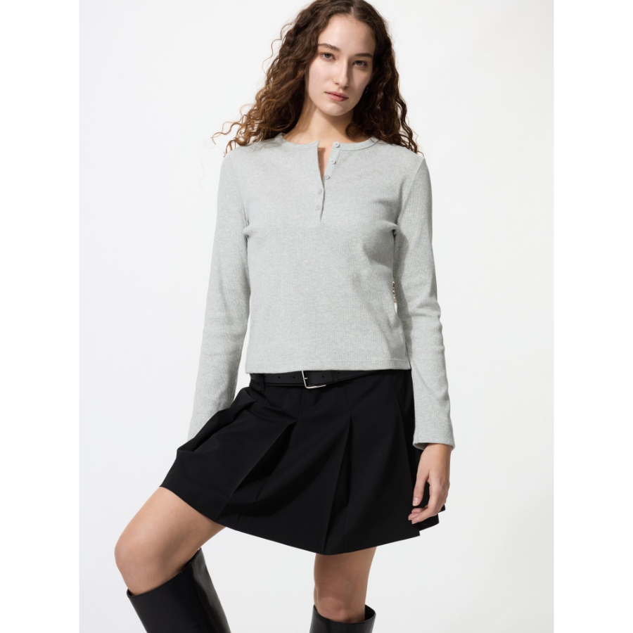 Uniqlo Rib Henley Neck T с длинным рукавом