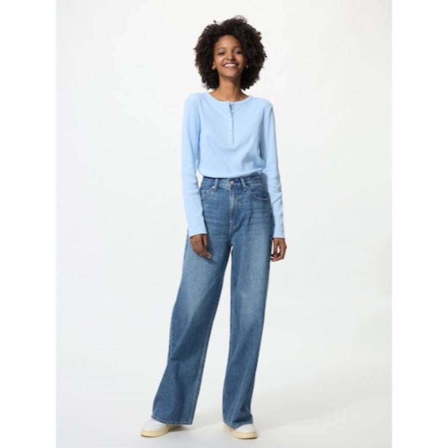 Uniqlo Rib Henley Neck T с длинным рукавом