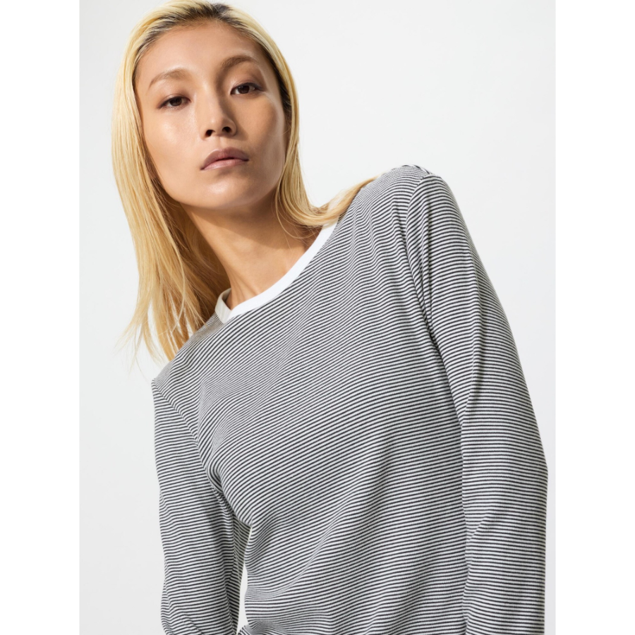 Uniqlo Soft Rib T Stripe с длинным рукавом