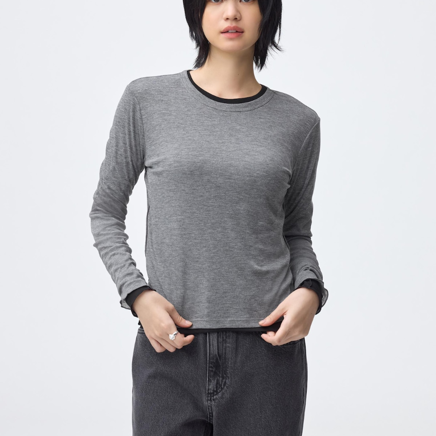 Uniqlo Soft Sheer Crew Neck T Long Sleeve