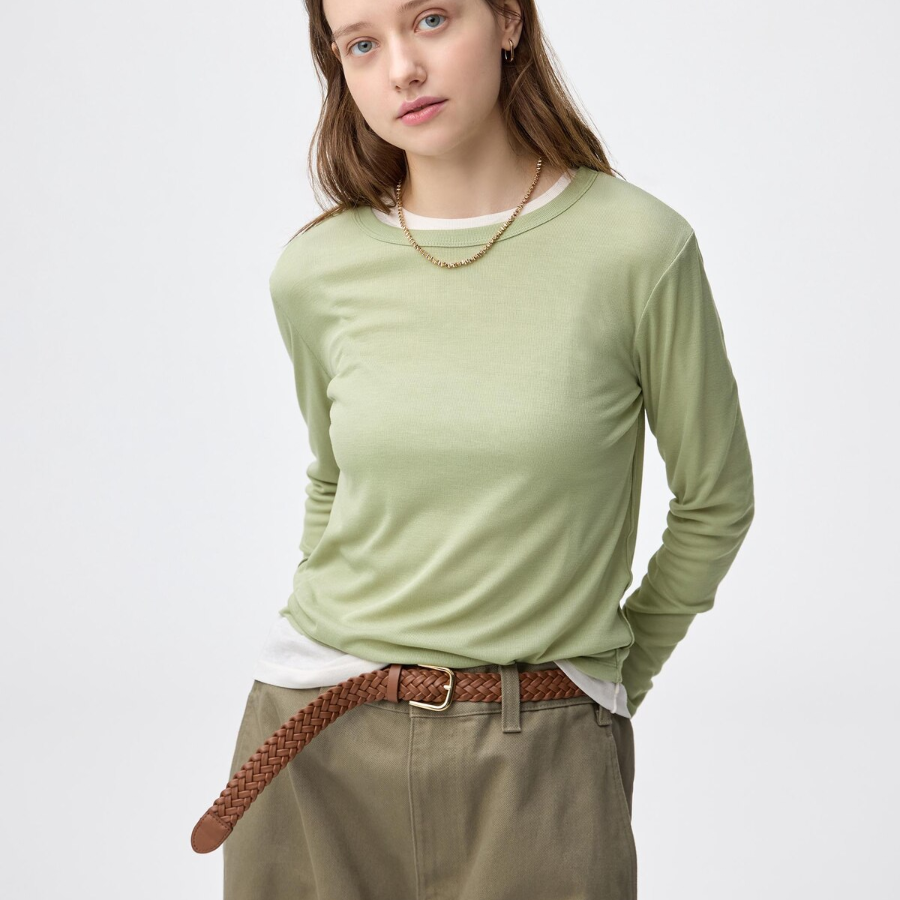 Uniqlo Soft Sheer Crew Neck T Long Sleeve
