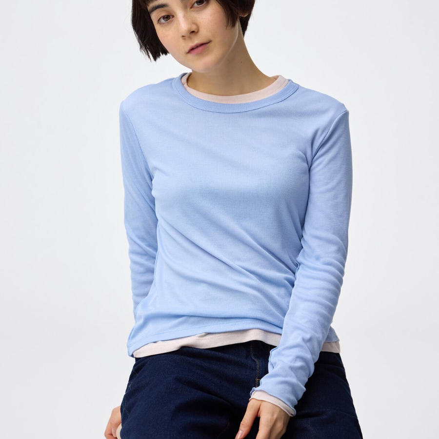Uniqlo Soft Sheer Crew Neck T Long Sleeve