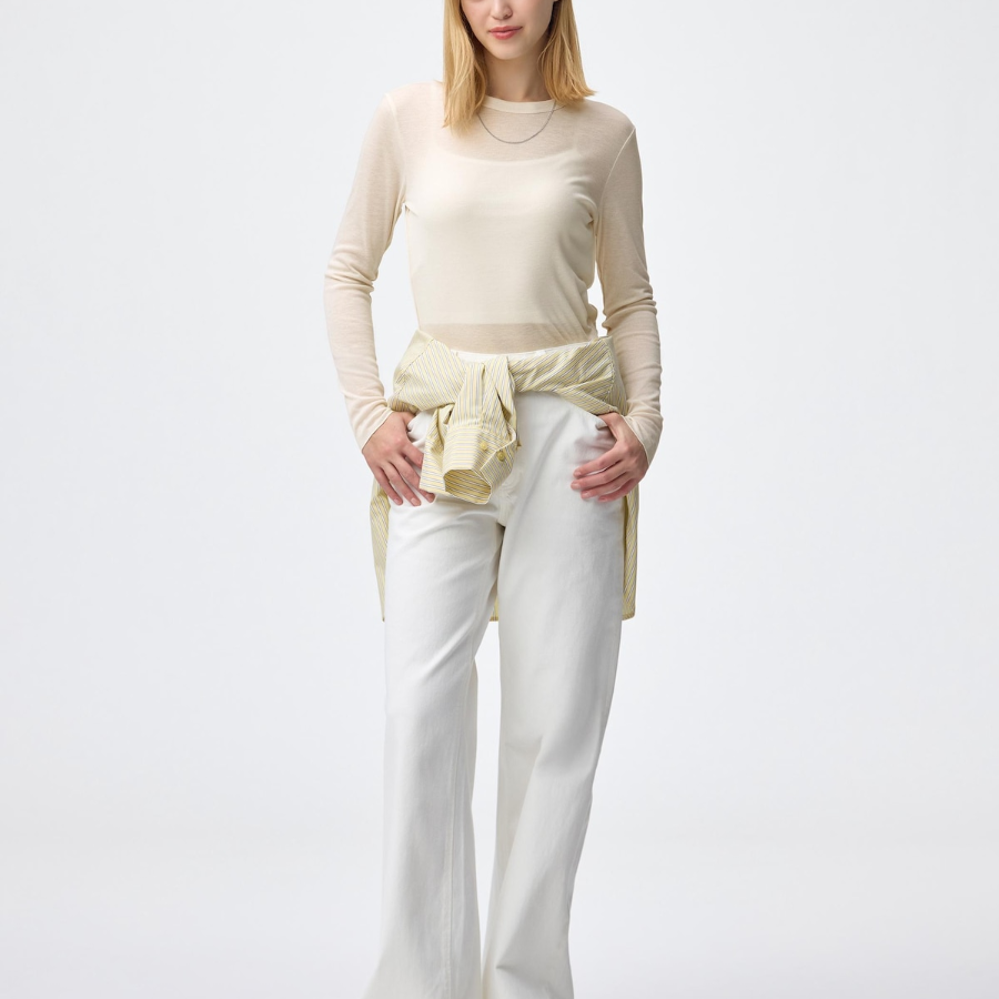 Uniqlo Soft Sheer Crew Neck T Long Sleeve