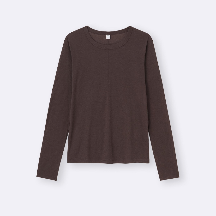 Uniqlo Soft Sheer Crew Neck T Long Sleeve