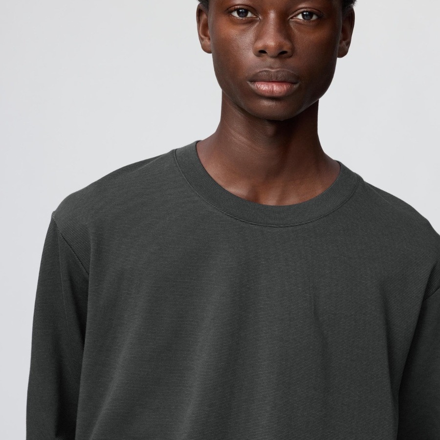 Uniqlo AIRism Cotton Striped T Long Sleeve