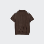 Uniqlo Кардиган-поло с короткими рукавами из смеси мериносовой шерсти, узор аргайл