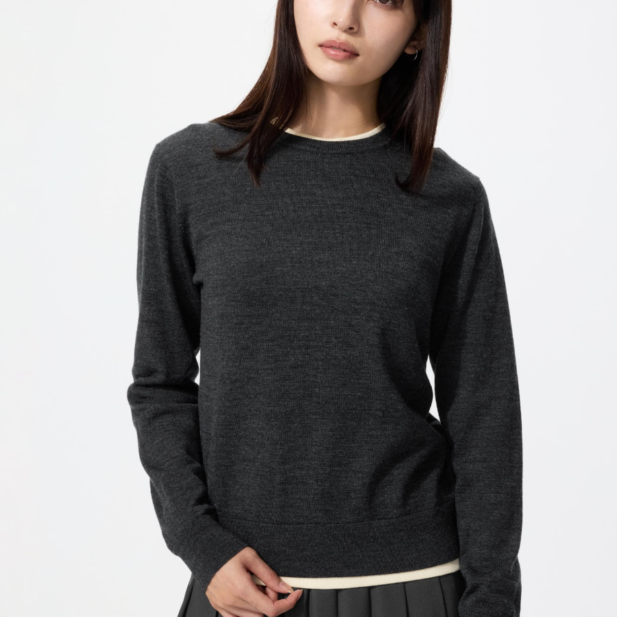 Uniqlo Свитер из мериносовой шерсти с круглым вырезом