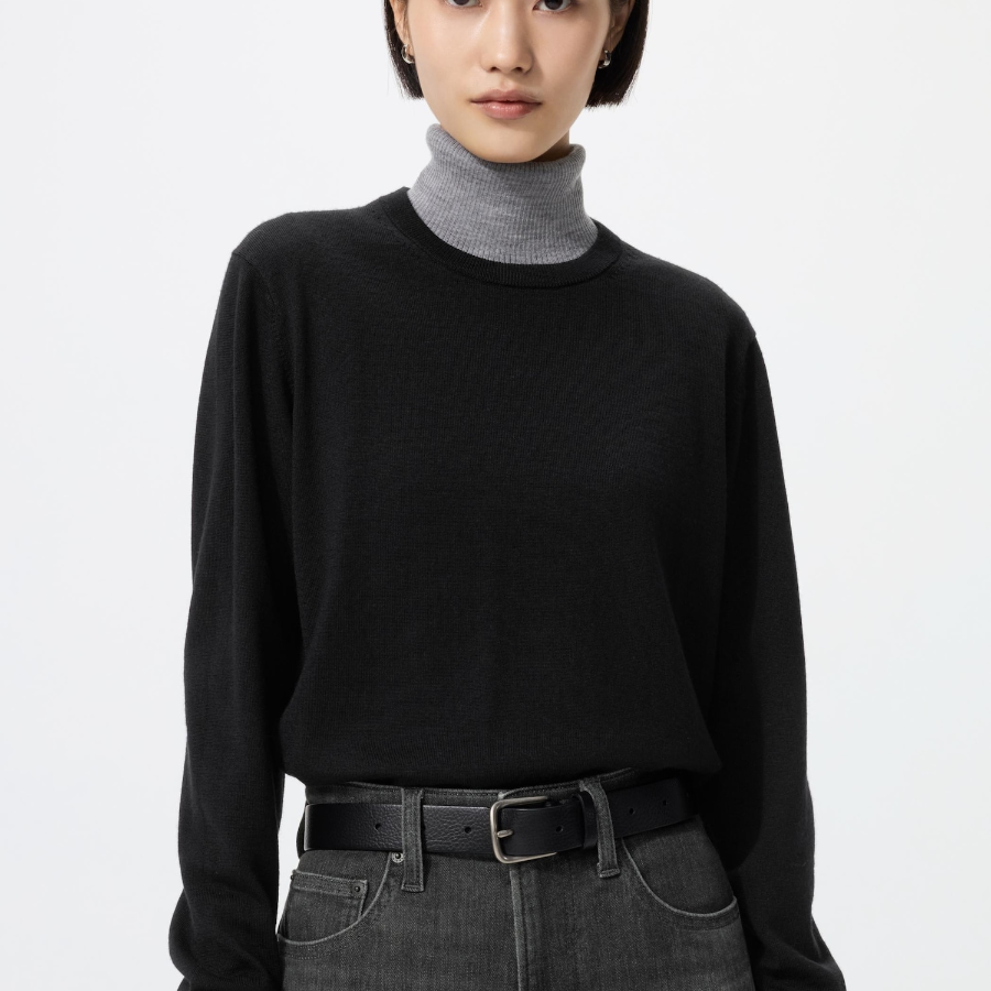 Uniqlo Свитер из мериносовой шерсти с круглым вырезом