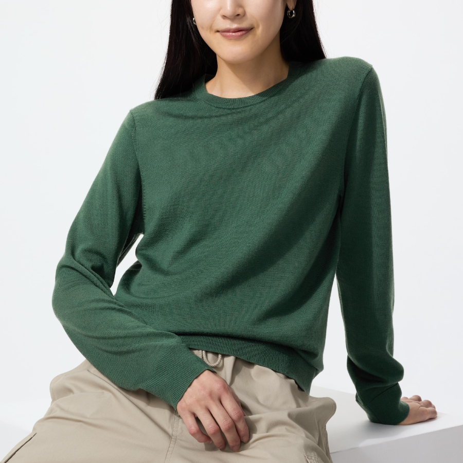 Uniqlo Свитер из мериносовой шерсти с круглым вырезом