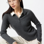 Uniqlo Свитер-поло 3D вязки из смеси мериносовой шерсти