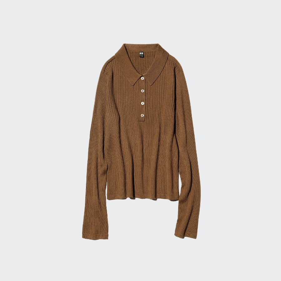 Uniqlo Свитер-поло 3D вязки из смеси мериносовой шерсти
