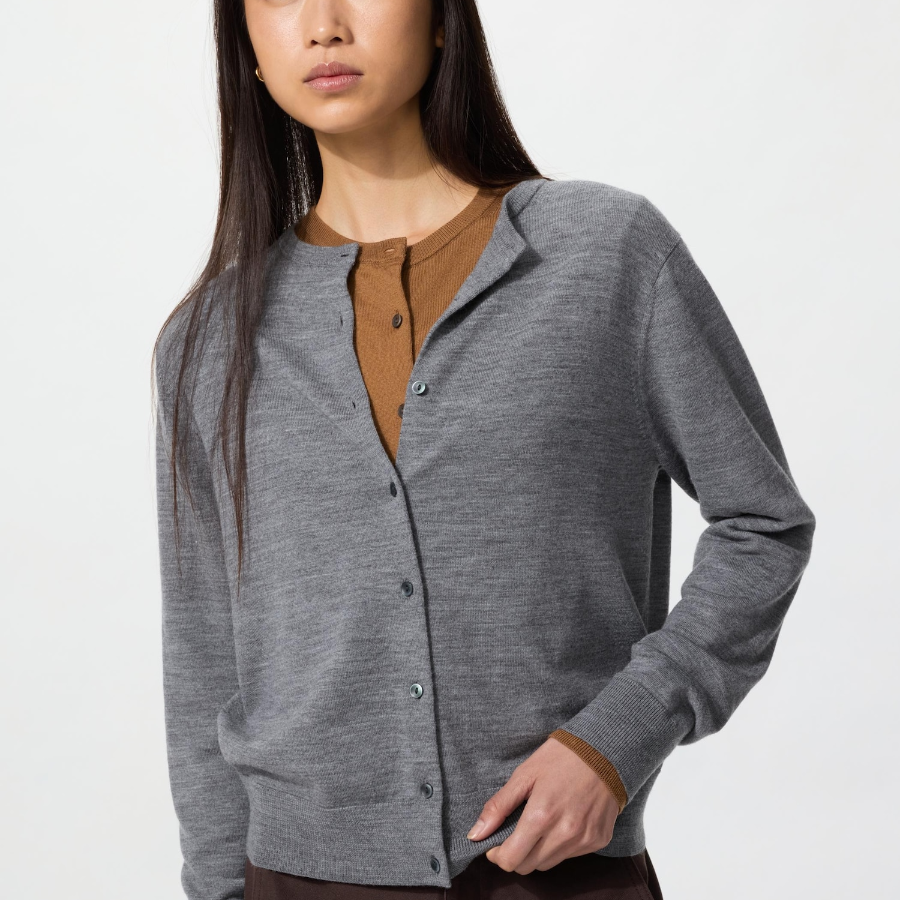 Uniqlo Мериносовый кардиган с круглым вырезом