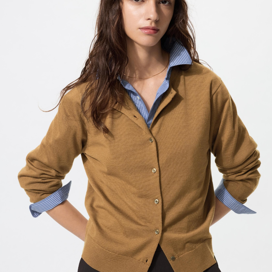 Uniqlo Мериносовый кардиган с круглым вырезом