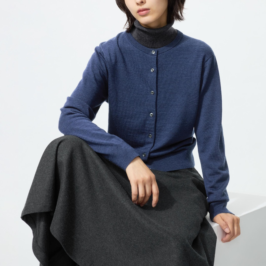 Uniqlo Мериносовый кардиган с круглым вырезом