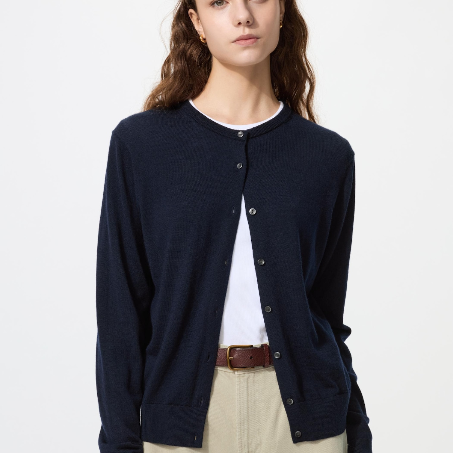 Uniqlo Мериносовый кардиган с круглым вырезом