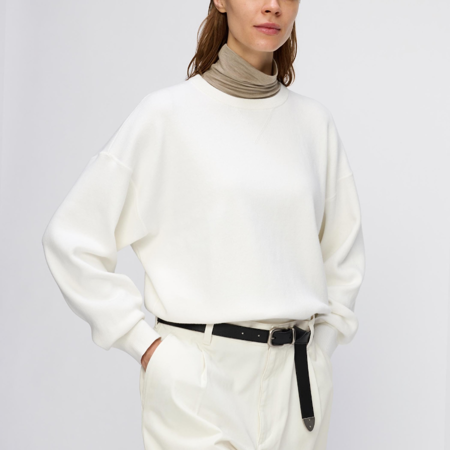 Uniqlo Хлопковый свитер с круглым вырезом