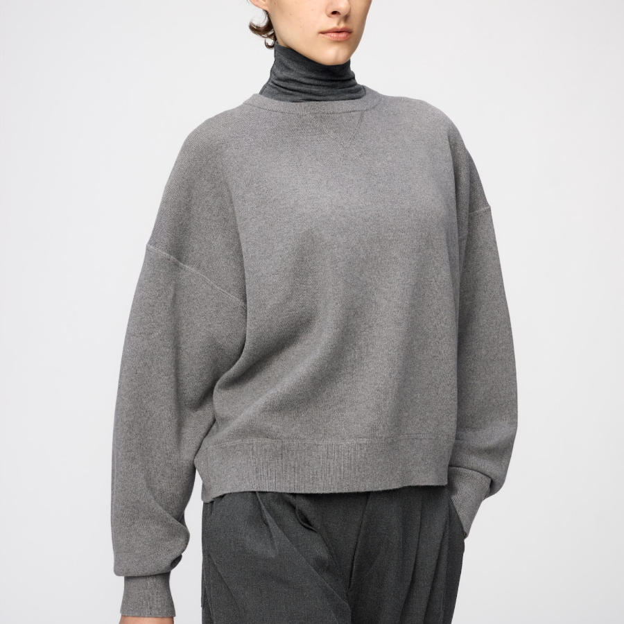Uniqlo Хлопковый свитер с круглым вырезом