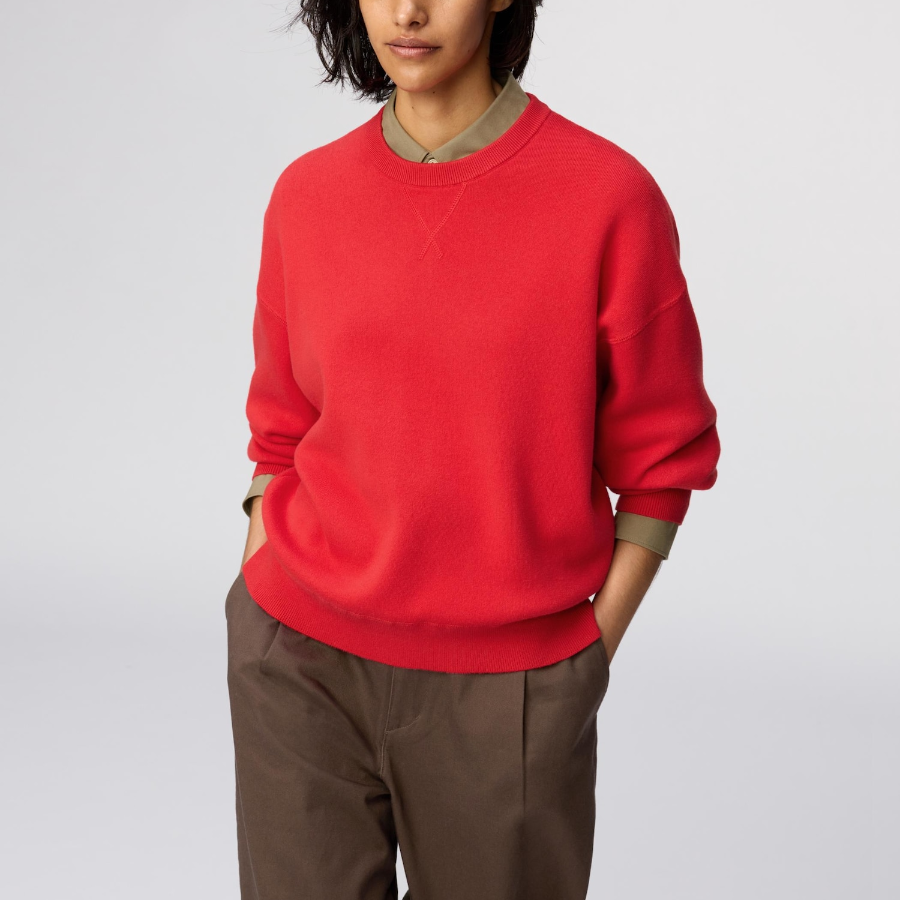 Uniqlo Хлопковый свитер с круглым вырезом
