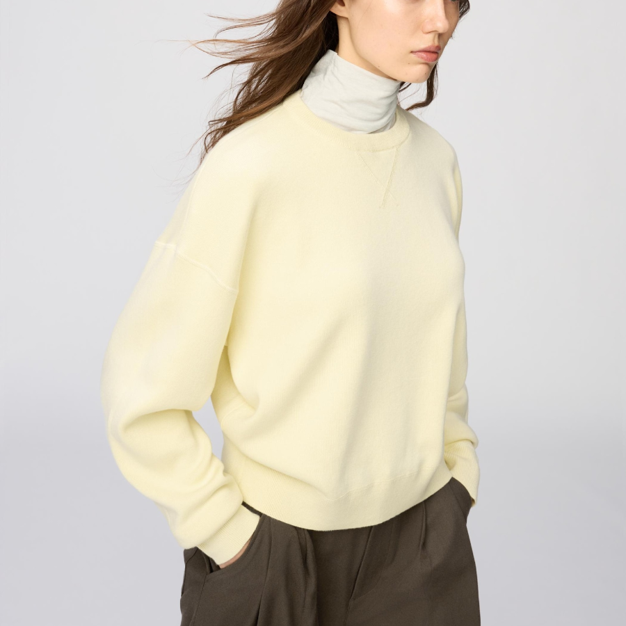 Uniqlo Хлопковый свитер с круглым вырезом